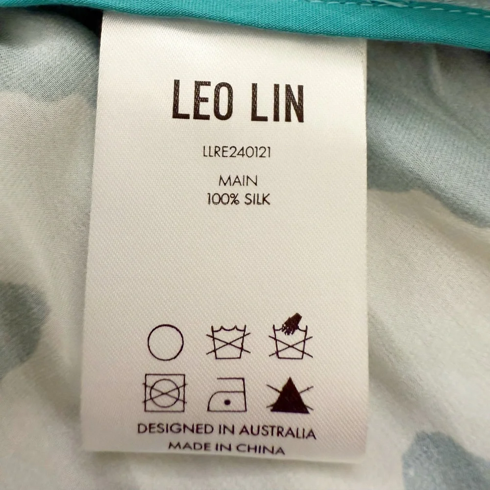 NWT Leo Lin Rachel Cowl Neck Silk Slip Dress Neptune Print in Sea Grass Size 12 - Picture 15 of 16